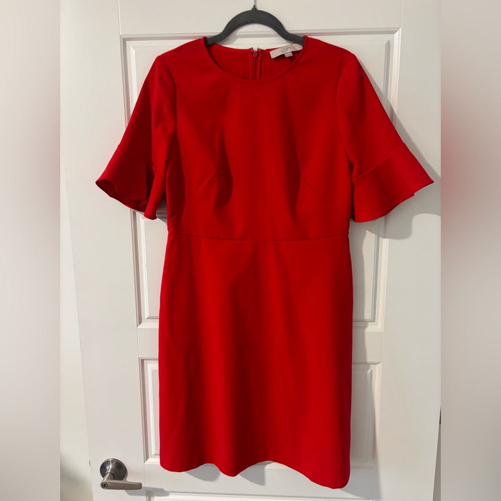 LOFT Vibrant Red Midi Dress